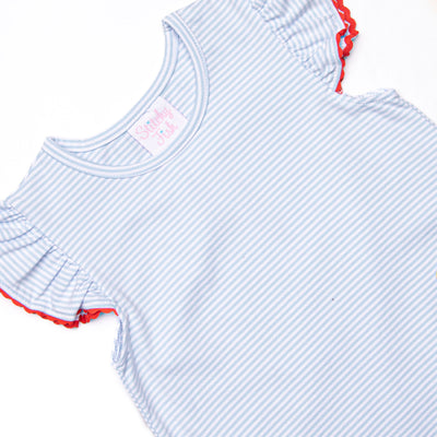 Easy As 1, 2, 3 Applique Dress, Blue Stripe