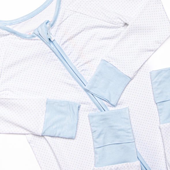 Dotted Daydreams Bamboo Zippy Pajama, Blue