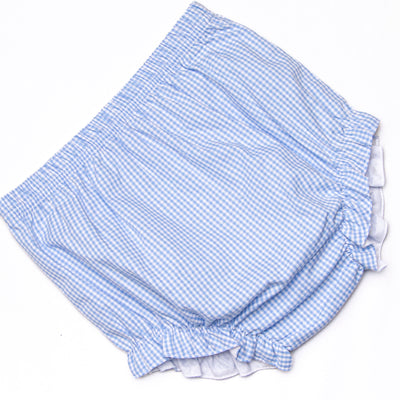 An Apple a Day Applique Diaper Set, Blue Gingham