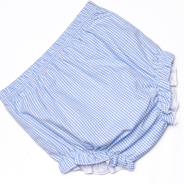 An Apple a Day Applique Diaper Set, Blue Gingham