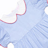 An Apple a Day Applique Ruffle Short Set, Blue Gingham