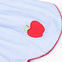 An Apple a Day Applique Ruffle Short Set, Blue Gingham