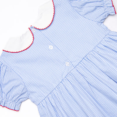 An Apple a Day Applique Diaper Set, Blue Gingham