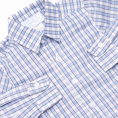 Bleu: Conrad Classic Button-Up Shirt, Light Blue and Navy Plaid