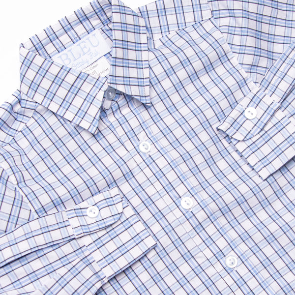 Bleu: Conrad Classic Button-Up Shirt, Light Blue and Navy Plaid