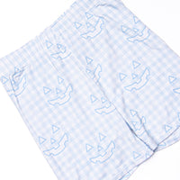 Cozy Carving Bamboo Pajama Short Set, Blue