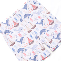 Seafarer Sails Bamboo Pajama Short Set, Blue