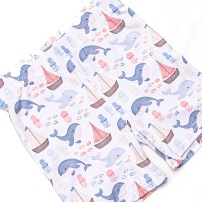 Seafarer Sails Bamboo Pajama Short Set, Blue