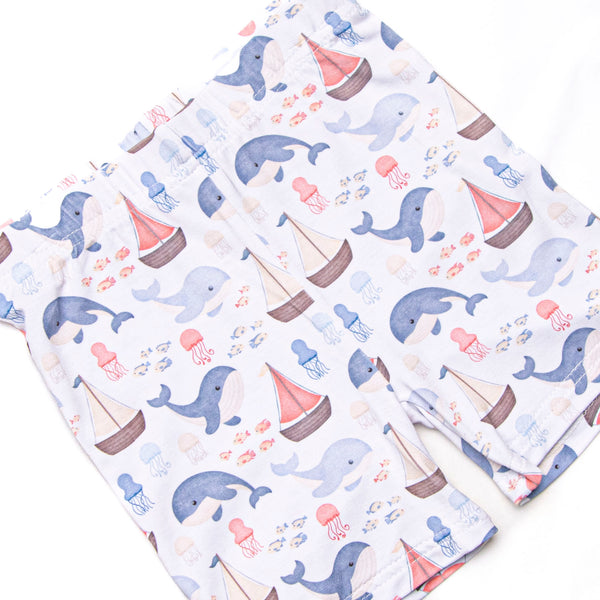 Seafarer Sails Bamboo Pajama Short Set, Blue
