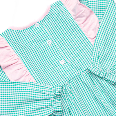 Greta Gingham Side Tie Legging Set, Green