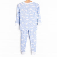 Sleepy Saurus Bamboo Pajama Set, Blue