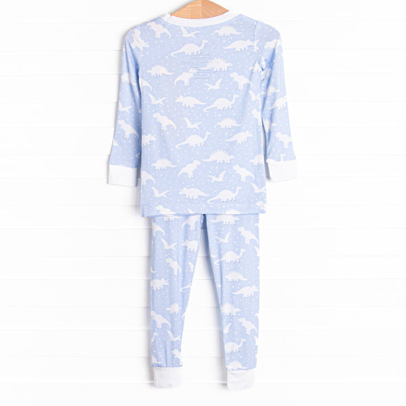 Sleepy Saurus Bamboo Pajama Set, Blue