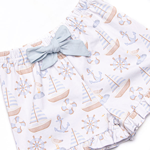 Ahoy Matey Ruffle Short Set, Blue