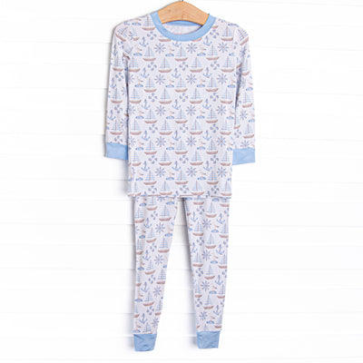 Ahoy Matey Bamboo Pajama Set, Blue