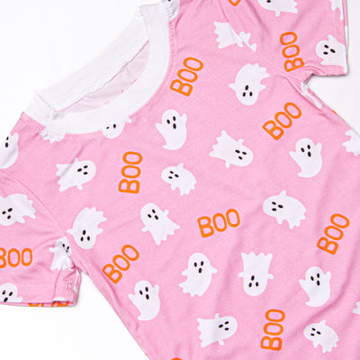 Happy Haunts Bamboo Pajama Short Set, Pink