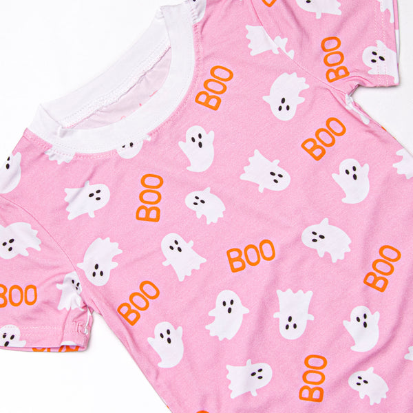 Happy Haunts Bamboo Pajama Short Set, Pink