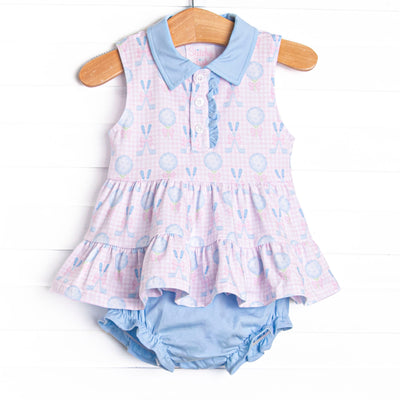 Golfing in Gingham Diaper Set, Pink