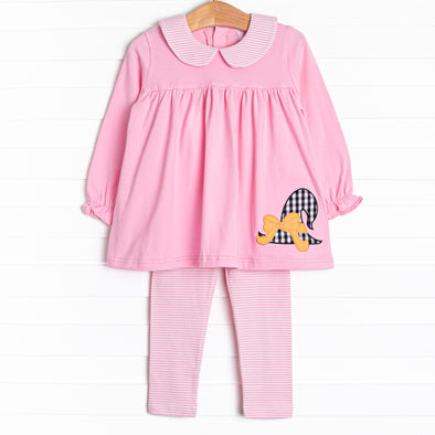 Hocus Pocus Hat Applique Legging Set, Pink