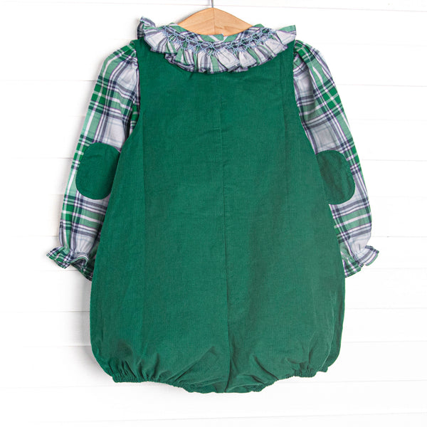 Bleu: Cordelia Smocked Bubble Set, Blue and Green Plaid