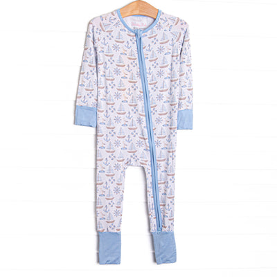 Ahoy Matey Bamboo Zippy Pajama, Blue