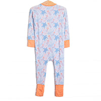 Sea Turtle Season Bamboo Zippy Pajama, Orange and Blue
