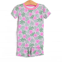 Maui Meadows Bamboo Pajama Short Set, Pink