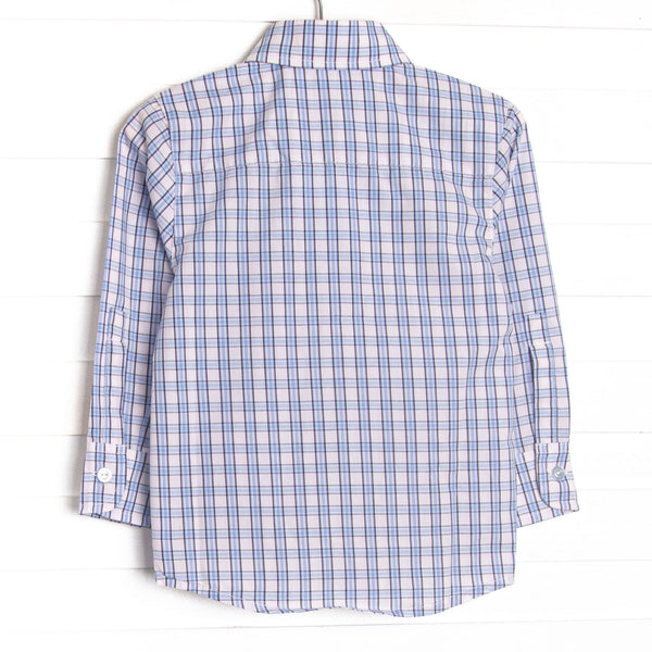 Bleu: Conrad Classic Button-Up Shirt, Light Blue and Navy Plaid