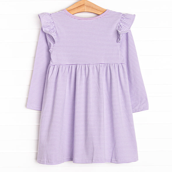 Everly Long Sleeve Dress, Lavender Stripe