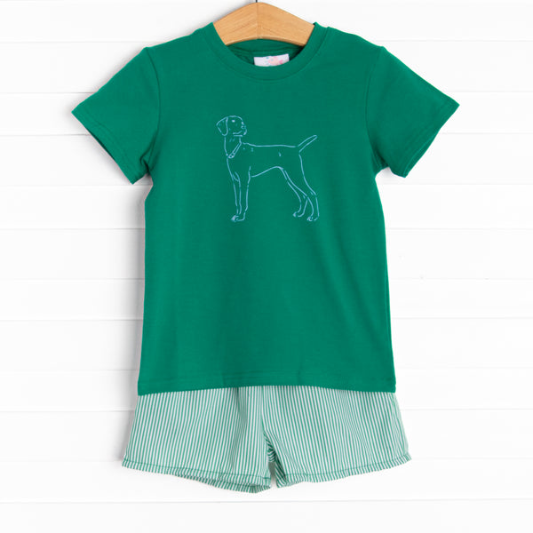 Track'em Short Set, Green Stripe