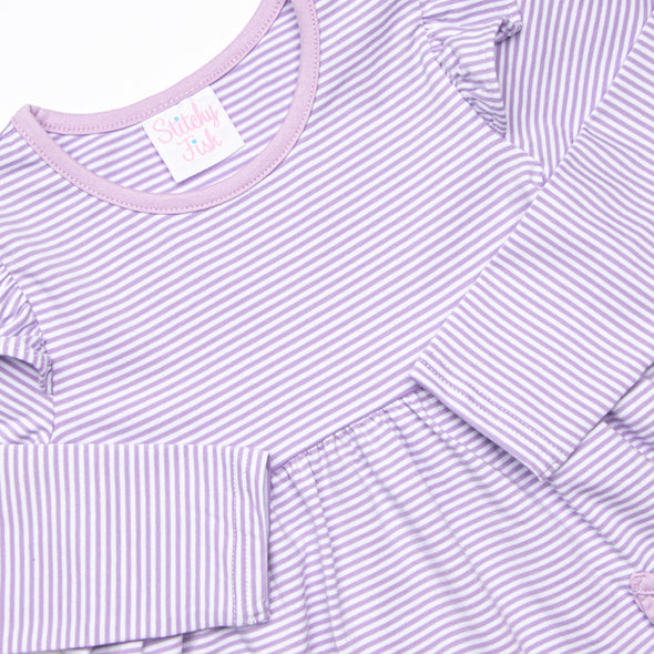 Everly Long Sleeve Dress, Lavender Stripe