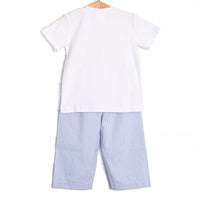 Candy Corn Craze Smocked Pant Set, Blue