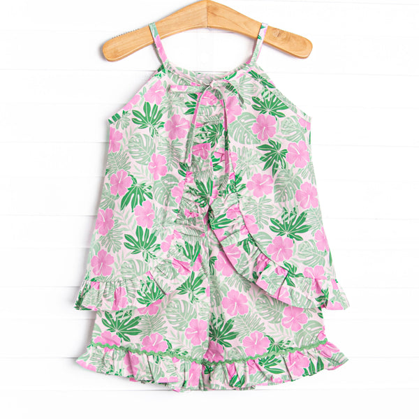 Maui Meadows Ruffle Short Set, Pink