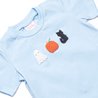 Fright Night French Knot Embroidered Top, Blue