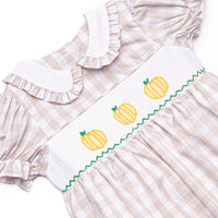 Plentiful Pumpkins Smocked Girl Bubble, Brown