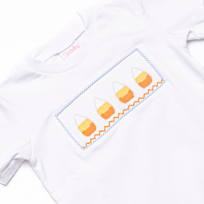 Candy Corn Craze Smocked Pant Set, Blue