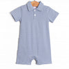 Levi Short Romper, Slate Blue Stripe