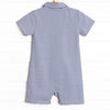 Levi Short Romper, Slate Blue Stripe