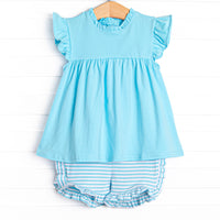 Grace Short Set, Aqua Stripe