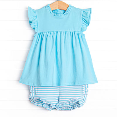 Grace Short Set, Aqua Stripe