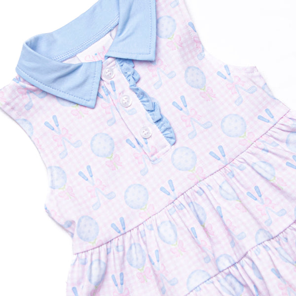 Golfing in Gingham Dress, Pink