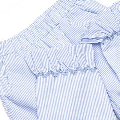 Candy Corn Craze Smocked Ruffle Pant Set, Blue