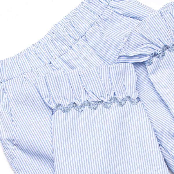 Candy Corn Craze Smocked Ruffle Pant Set, Blue