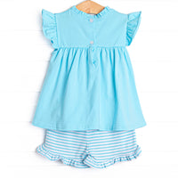 Grace Short Set, Aqua Stripe