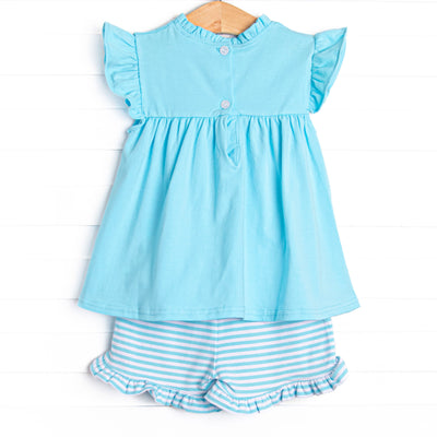 Grace Short Set, Aqua Stripe
