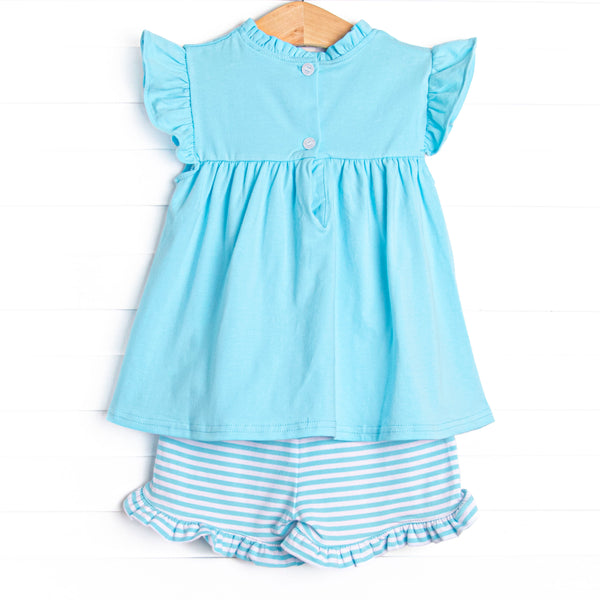 Grace Short Set, Aqua Stripe