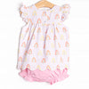 Pinstripe Petals Diaper Set, Pink