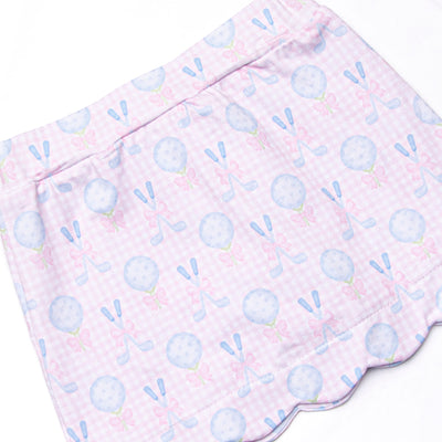 Golfing in Gingham Skirt Set, Blue
