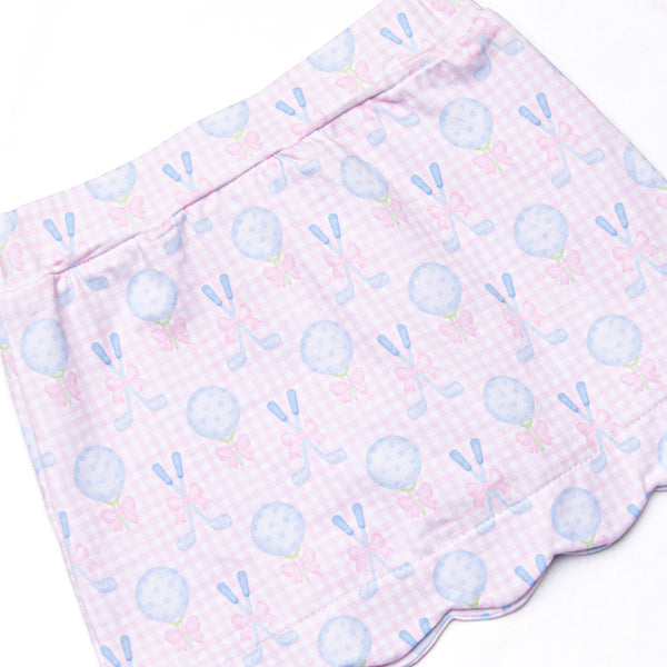 Golfing in Gingham Skirt Set, Blue