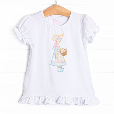 Little Miss Lottie Applique Top, White