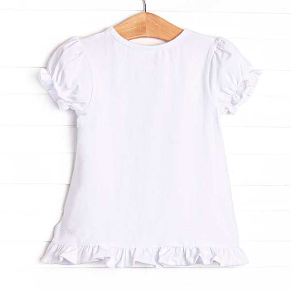 Little Miss Lottie Applique Top, White